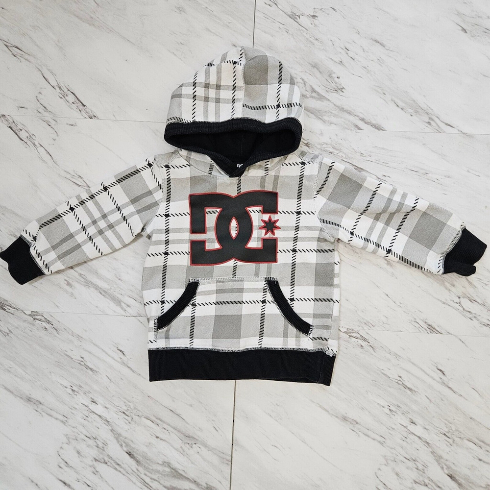 DC Shoes Star Toddler Hoodie Plaid Sweatshirt 2T Baby Streetwear Skate Logo Y2K